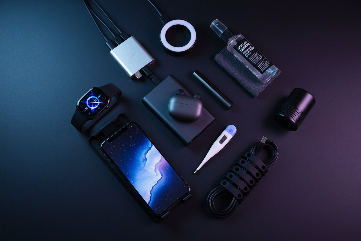 Full Gadgets Dark Flat Lay